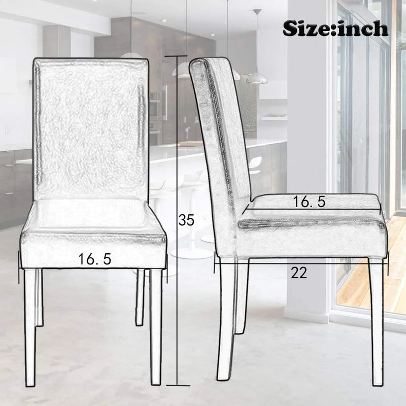Set of 4 Elegant Urban Leather Dining Chairs with Durable Solid Wood Legs in Black