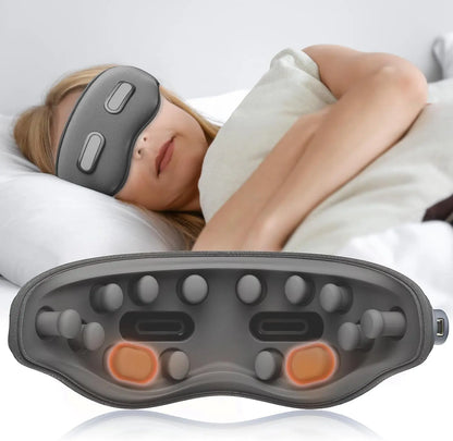 Eye Massager with Heat Eligible Migraine Relief Heated Eye Mask Vibration Migraines Device Compression Music Massager Reduce Dry Eye Improve Sleep Gifts for Women Men (Grey)