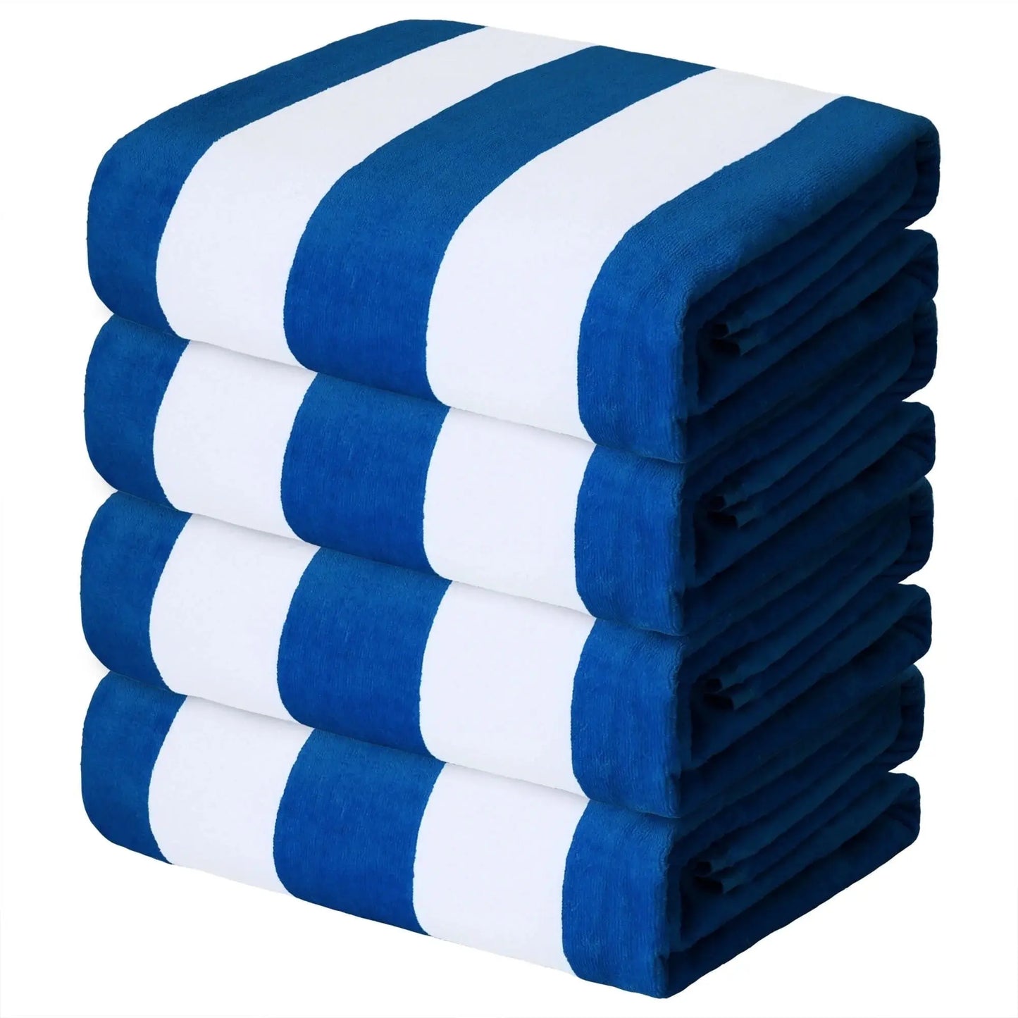 4-Pack Cotton Large Cabana Stripe Beach Towels, Super Absorbent Soft Plush Pool Towel, Bath Towel (Ocean Blue, 30"X60")