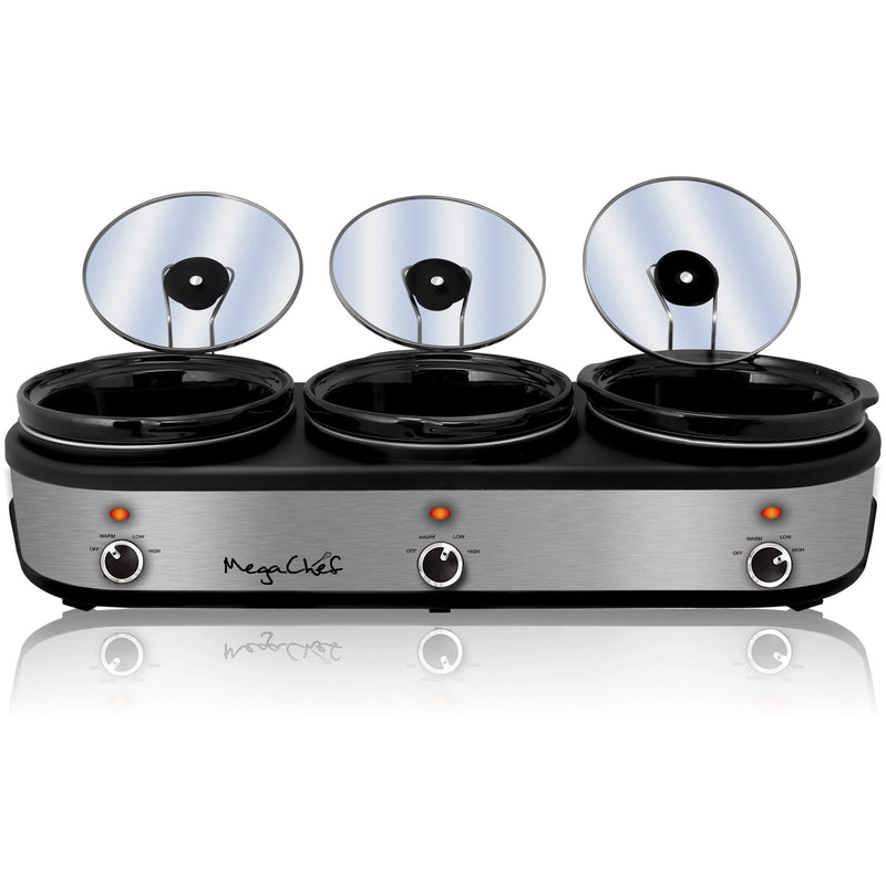Mega Chef Mega Chef 2.5 Qt. Triple Slow Cooker and Buffet Server