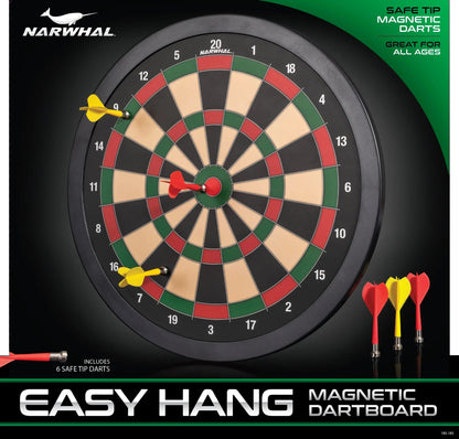 Experience Fun and Safety with the 15.5-Inch Easy Hang Magnetic Dartboard – Includes Six Magnetic Darts for Family-Friendly Play!