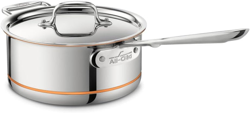 Copper Core 5-Ply Stainless Steel Sauce Pan 3 Quart Induction Oven Broiler Safe 600F Pots and Pans, Cookware Silver