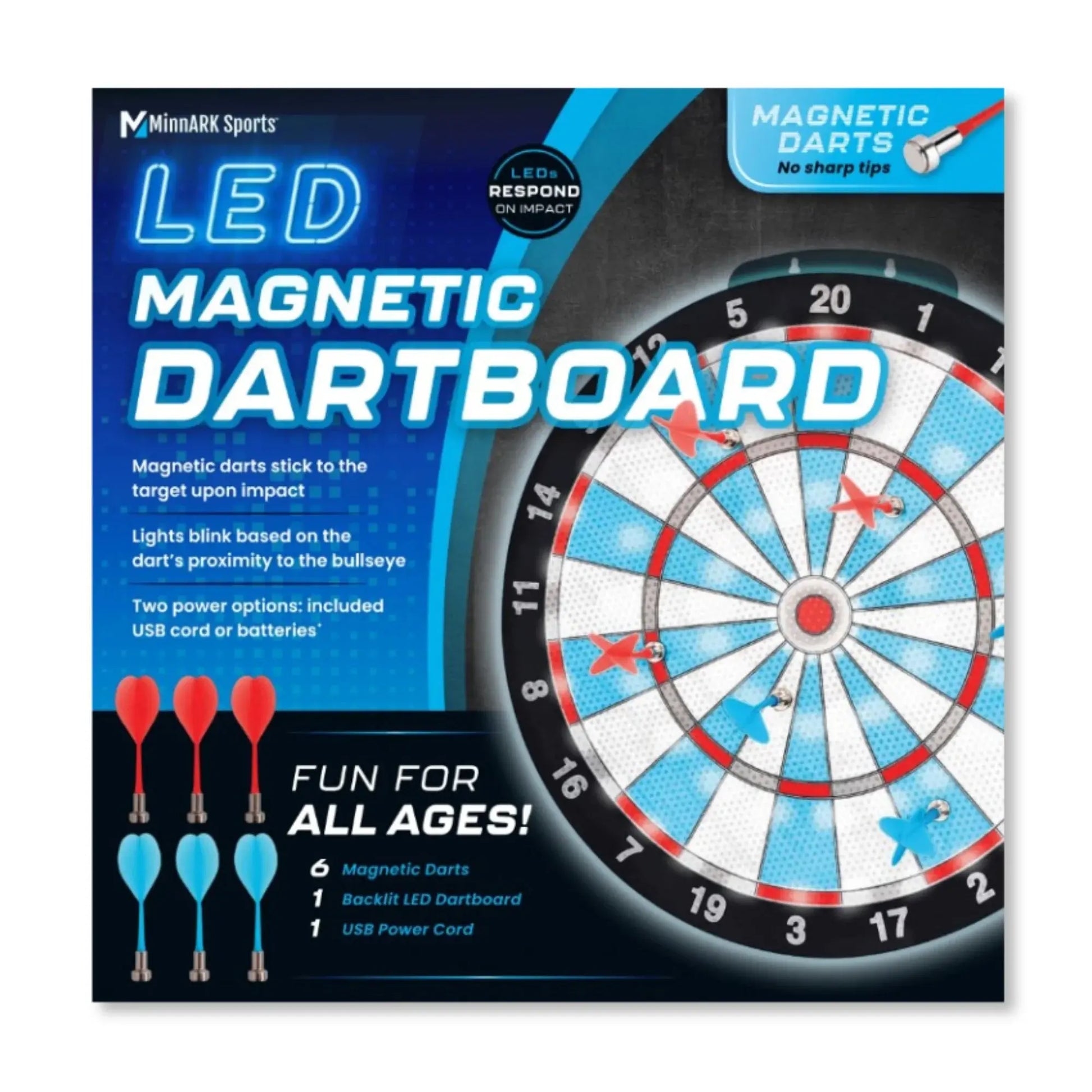 LED Magnetic Dartboard, Dart and Target Game, for All Ages, by