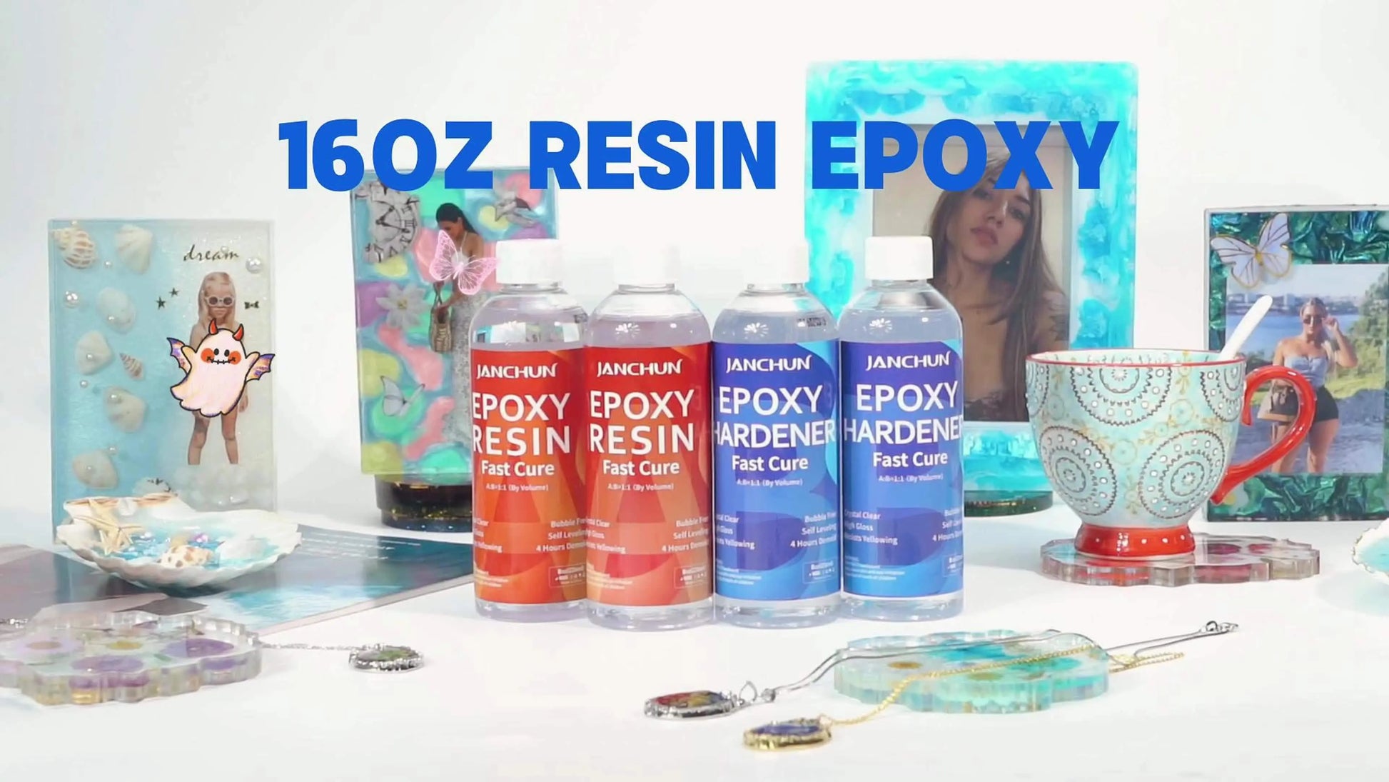 16oz Premium Clear Epoxy Resin Kit Casting And Coating Resin And Hardener Glitter Applicable for River Table Tops, Art Casting Resin, Jewelry Projects, DIY, Tumbler Crafts, Molds, Art Painting, Easy Mix 1:1 Ratio, Christmas D Our3Designs