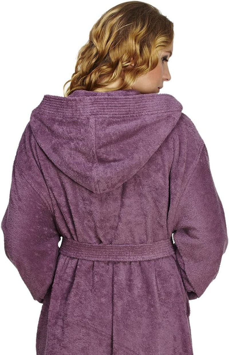 Women'S Pacific Hooded Turkish Cotton Bath Robe with Full Length Options