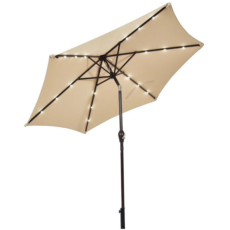 96" Beige Market round Patio Umbrella, Water-Resistant