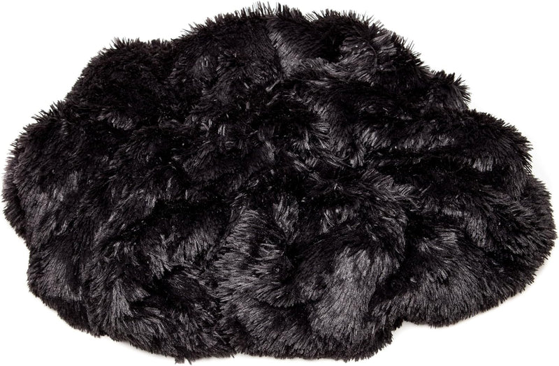 Premium Throw Blanket & Pillow Cover - Long Faux Fur Fuzzy Sherpa Throw (50" X 65”) & 2 Pillow Covers (18" X 18”) - 3-Piece Set, Black