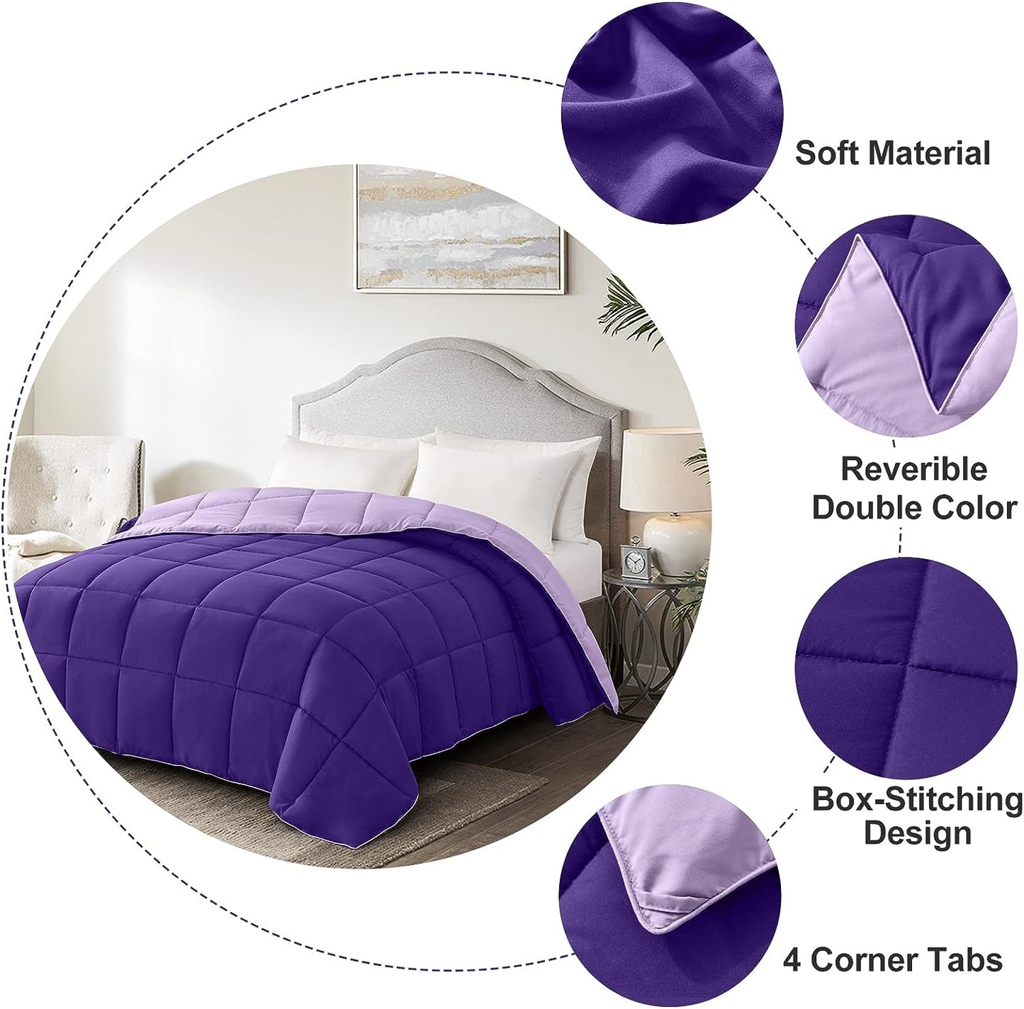 Cozy Up with Our Twin Purple Duvet Insert! Lightweight & Reversible Comfort for All Seasons 🌸💜