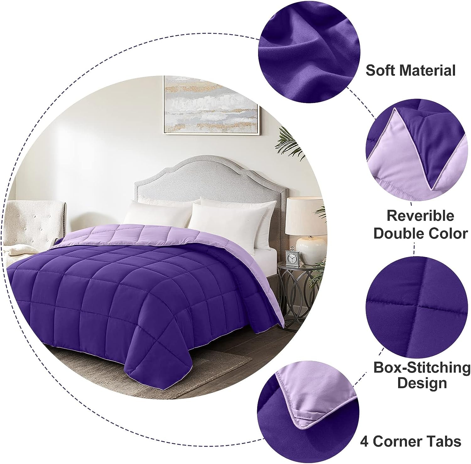 Cozy Up with Our Twin Purple Duvet Insert! Lightweight & Reversible Comfort for All Seasons 🌸💜