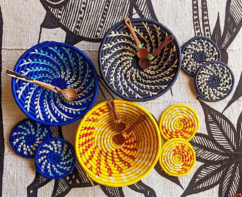 Small Black White Woven African Basket Reflektion Design