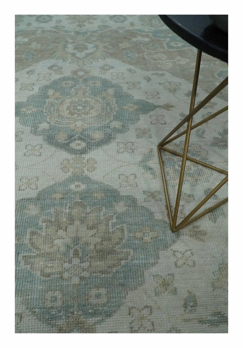 Antique Design Medallion Earthy Ivory and Camel 8x10 wool Area Rug The Rug Decor