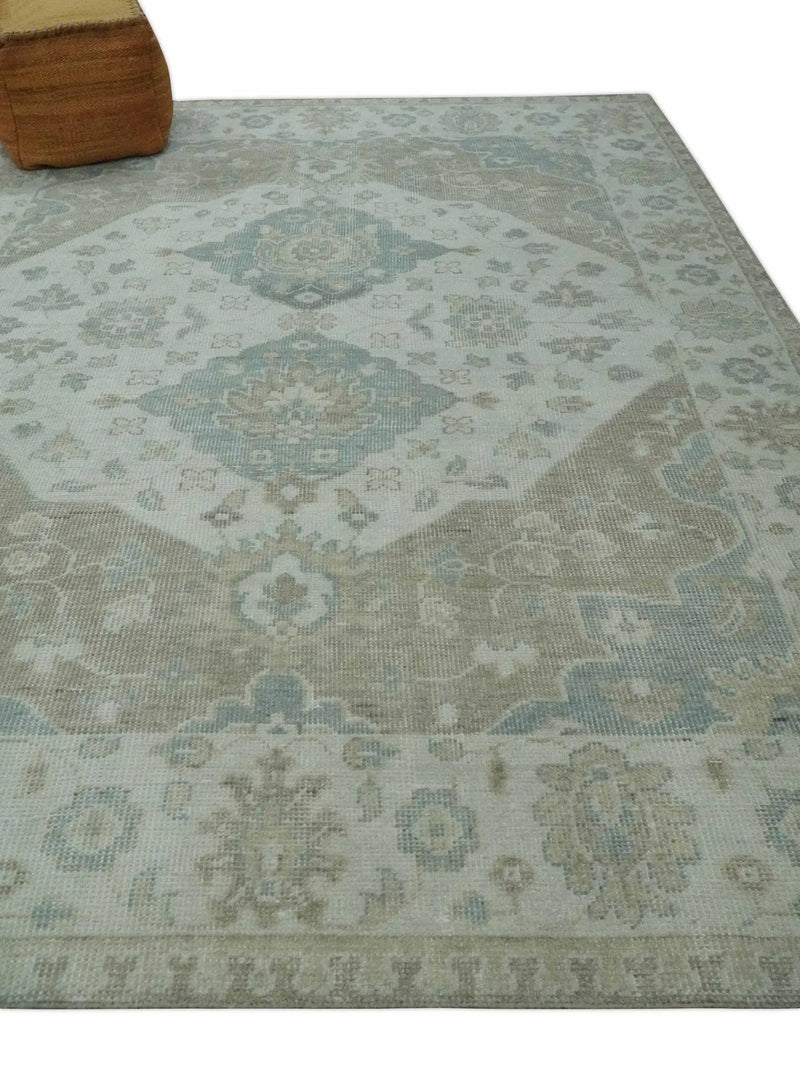 Antique Design Medallion Earthy Ivory and Camel 8x10 wool Area Rug The Rug Decor