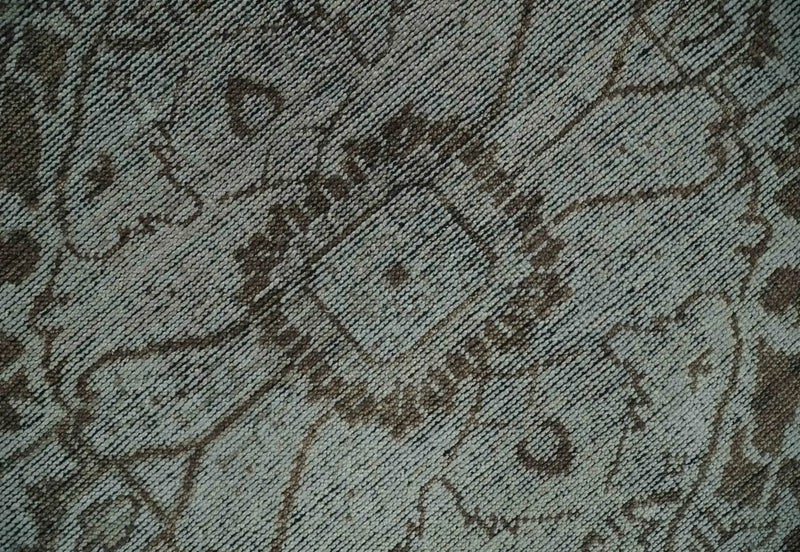 Antique Design Traditional Heriz Medallion Silver, Charcoal and Brown Hand Knotted 8x10 wool area Rug The Rug Decor