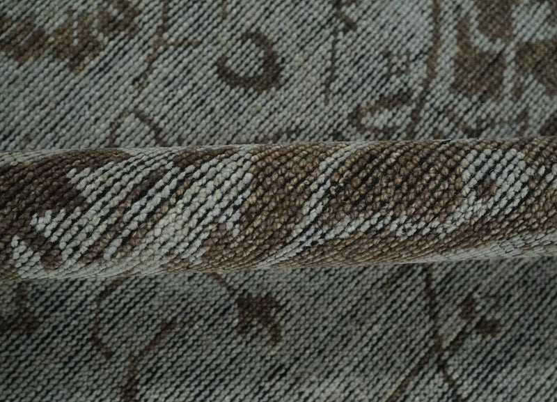 Antique Design Traditional Heriz Medallion Silver, Charcoal and Brown Hand Knotted 8x10 wool area Rug The Rug Decor