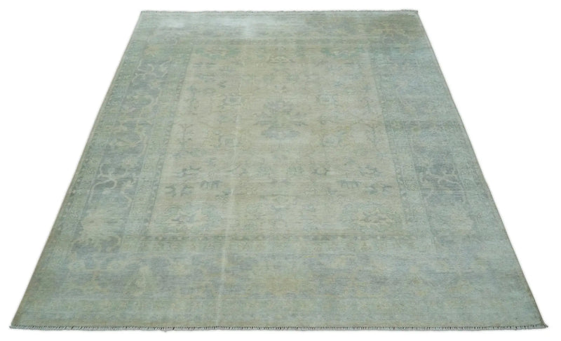Antique Finish Silver, Gray and Charcoal Hand Knotted Oriental Oushak 8x10 wool Area Rug The Rug Decor