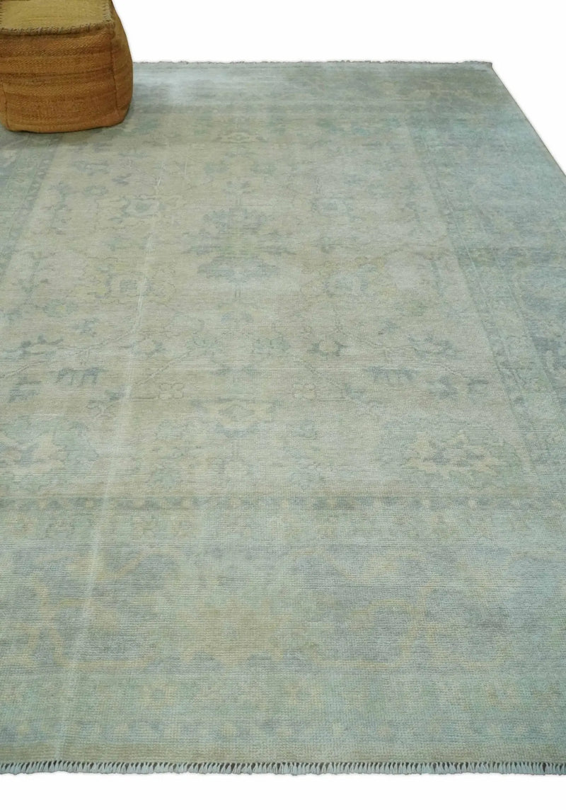 Antique Finish Silver, Gray and Charcoal Hand Knotted Oriental Oushak 8x10 wool Area Rug The Rug Decor
