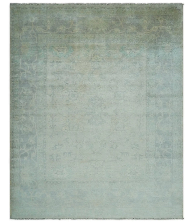 Antique Finish Silver, Gray and Charcoal Hand Knotted Oriental Oushak 8x10 wool Area Rug The Rug Decor