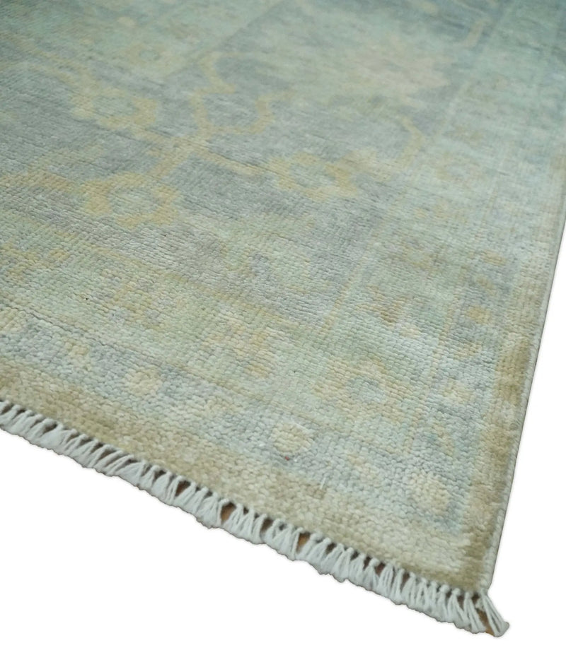 Antique Finish Silver, Gray and Charcoal Hand Knotted Oriental Oushak 8x10 wool Area Rug The Rug Decor