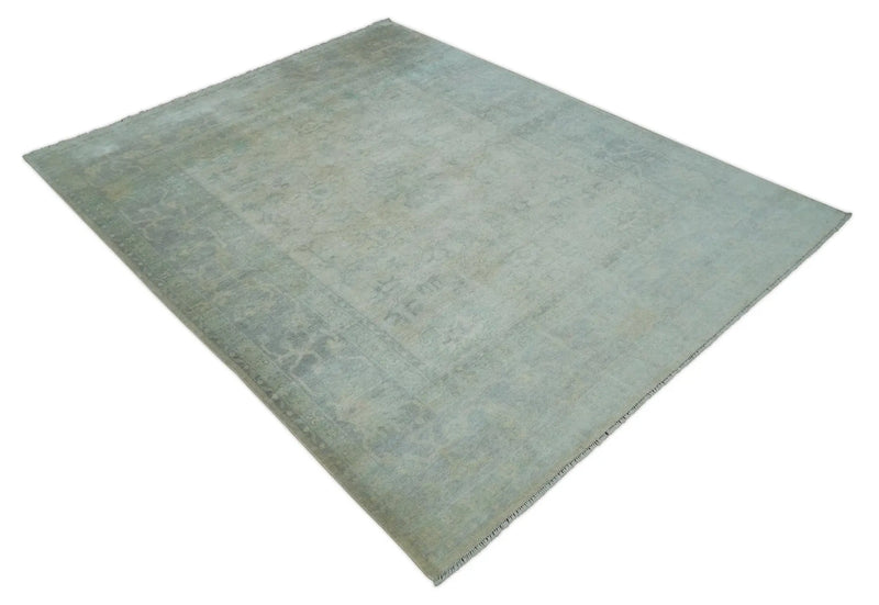 Antique Finish Silver, Gray and Charcoal Hand Knotted Oriental Oushak 8x10 wool Area Rug The Rug Decor
