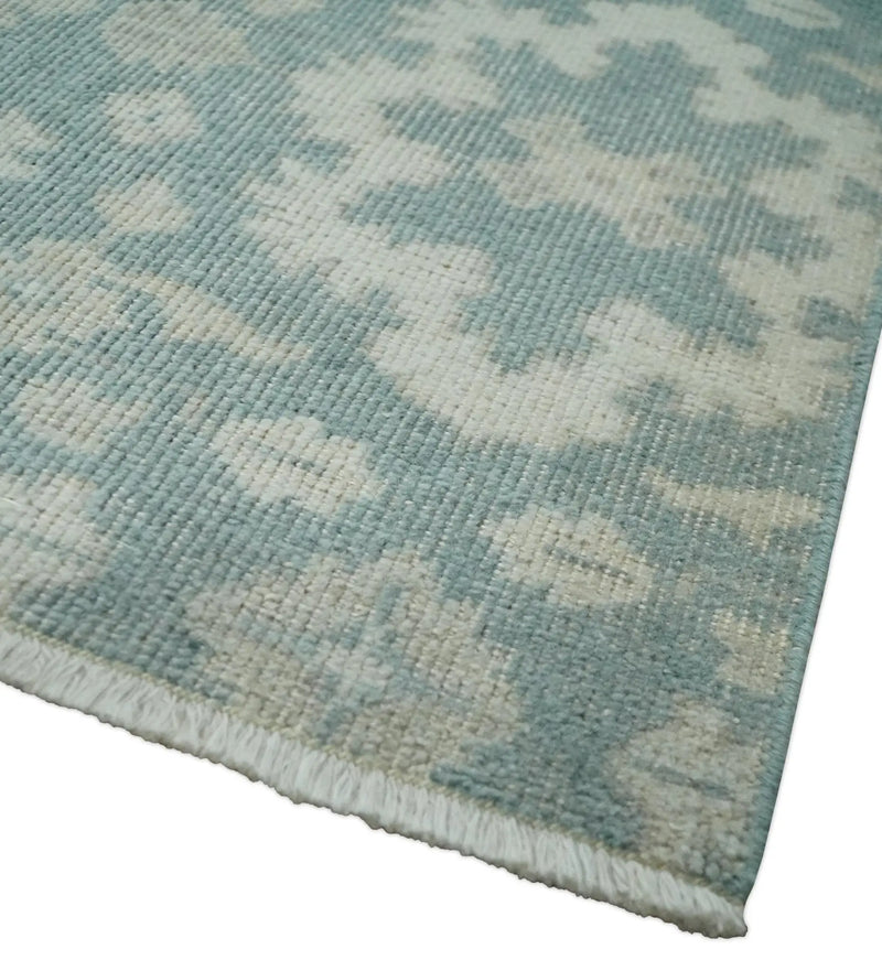 Antique Style Ivory and Gray Hand Knotted Traditional Oushak 2x4 wool Bedside Rug The Rug Decor
