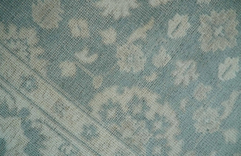 Antique Style Ivory and Gray Hand Knotted Traditional Oushak 2x4 wool Bedside Rug The Rug Decor