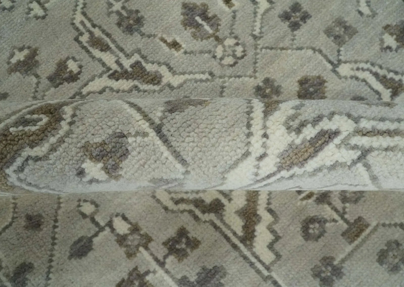 Antique Style Traditional Silver and Olive Oriental Oushak 8x10 wool Area Rug The Rug Decor