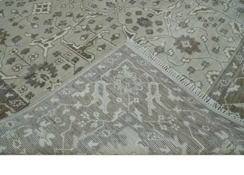 Antique Style Traditional Silver and Olive Oriental Oushak 8x10 wool Area Rug The Rug Decor
