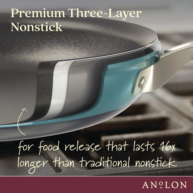 Achieve 8 Piece Hard Anodized Nonstick Pots and Pans Set, Teal