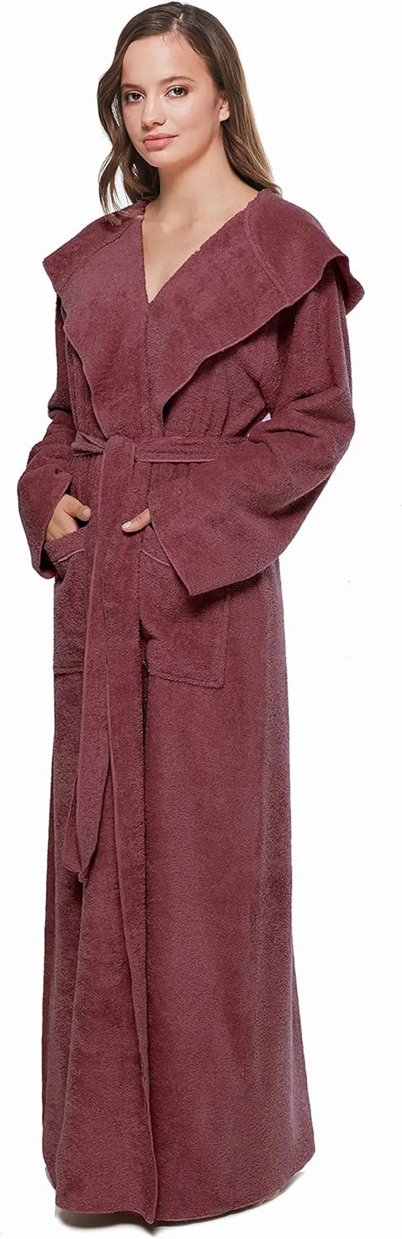 Women'S Princess Robe Ankle Long Hooded Lightweight Turkish Cotton Bathrobe