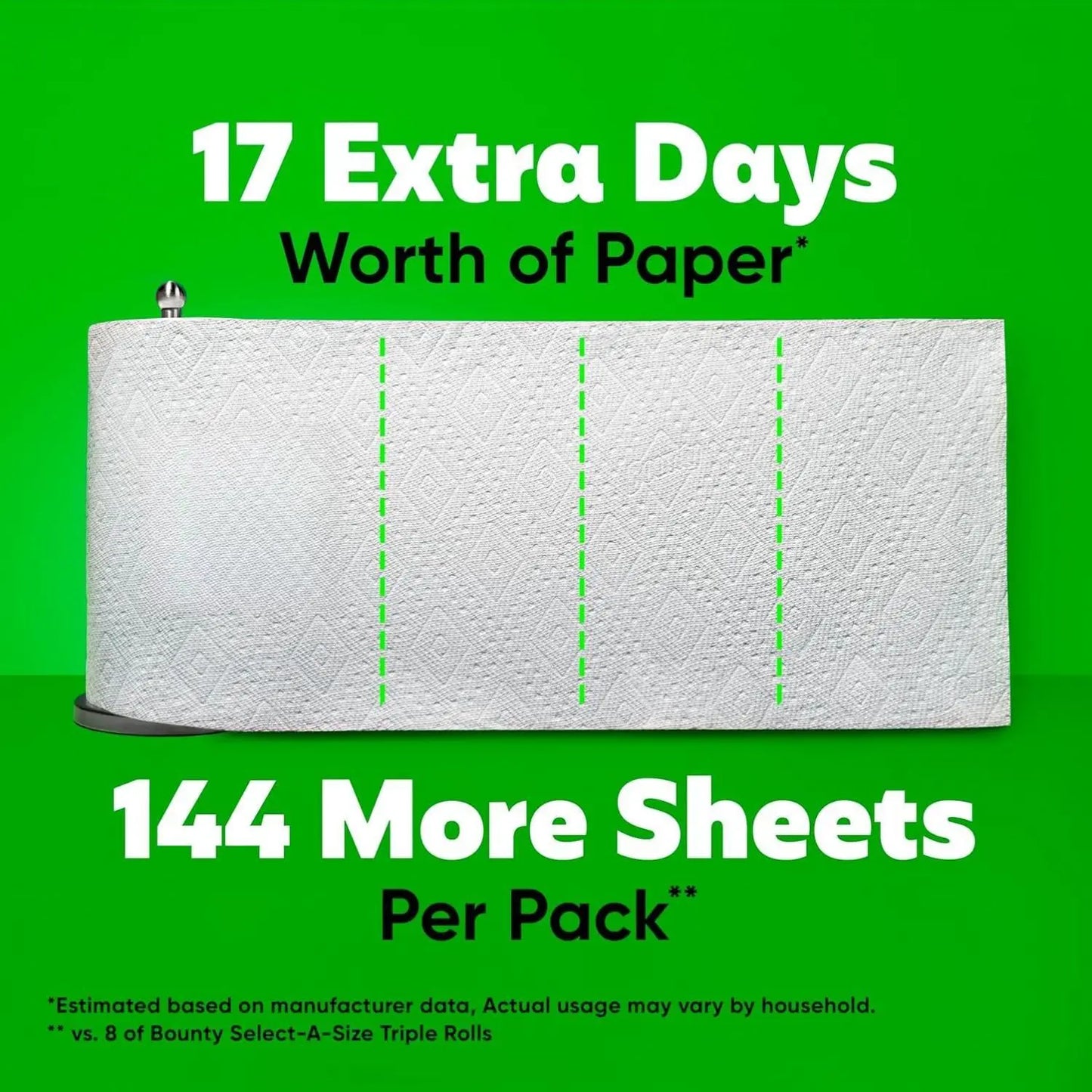Bounty Quick-Size Paper Towels, White, 8 Family Triple Rolls = 27 Regular Rolls