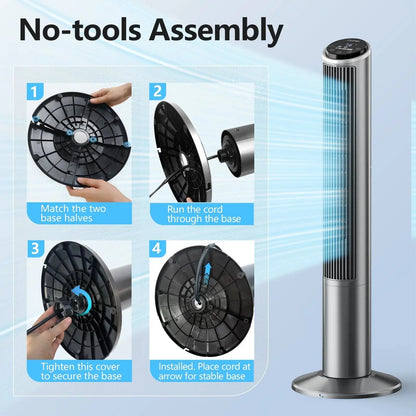 Tower Fan with Remote, 40" Bladeless Fan for Home, 70° Oscillation, 3 Speeds, 2 Modes, 15H Timer Quiet AC Motor Floor Fan for Bedroom, Office, Gray
