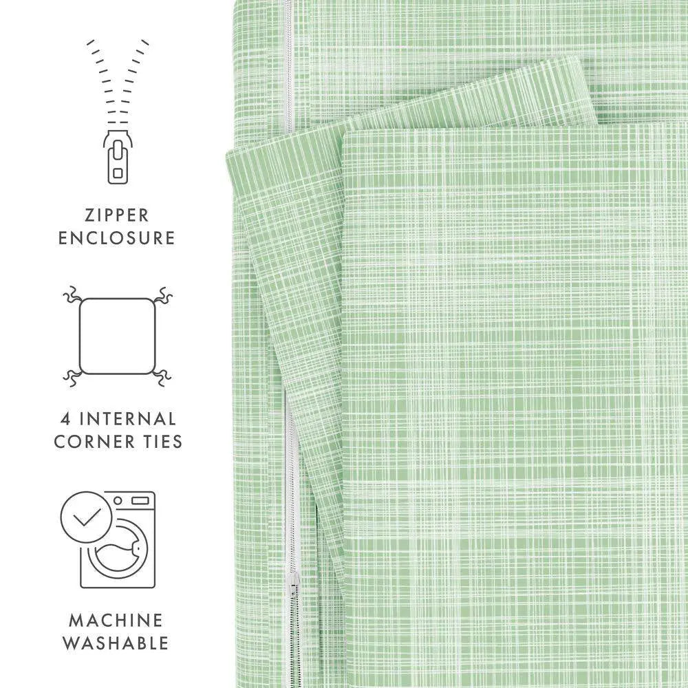 Thatch Patterned Performance Forest Twin 3-Piece Duvet Cover Set