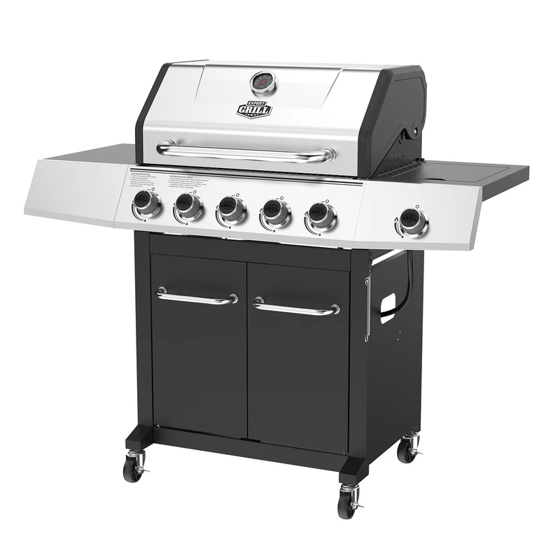 5 Burner Propane Gas Grill with Side Burner and Mat