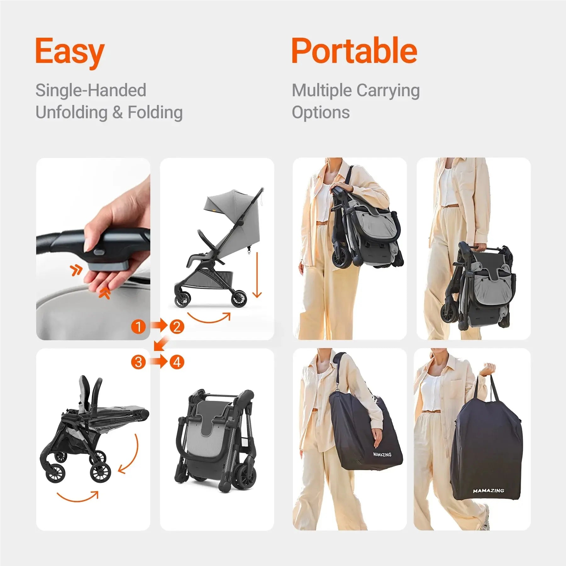 Ultra Air X Lightweight Baby Stroller for Airplane Travel, 9.9 Lbs, Ultra-Compact, Light & Strong, Age Group: Infant, Single, Grey