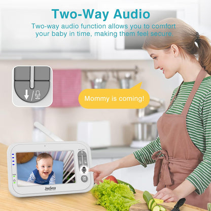 Advanced Baby Monitor with Dual Cameras, 4.3" Split Screen, Two-Way Audio, Cry Detection, Night Vision & Temperature Monitoring