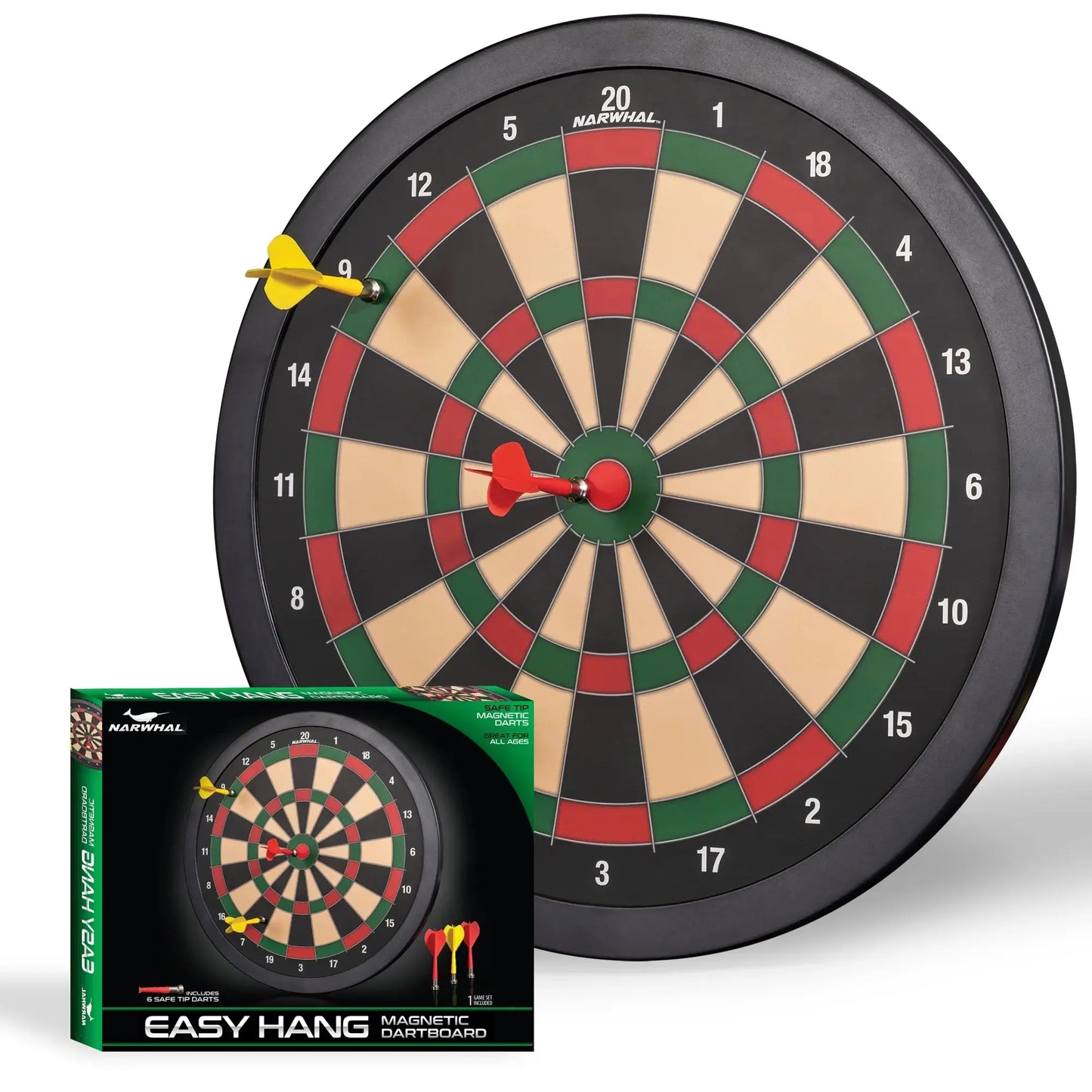 Experience Fun and Safety with the 15.5-Inch Easy Hang Magnetic Dartboard – Includes Six Magnetic Darts for Family-Friendly Play!