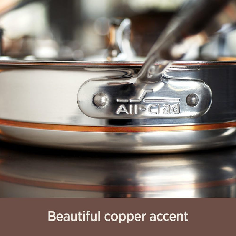 Copper Core 5-Ply Stainless Steel Sauce Pan 3 Quart Induction Oven Broiler Safe 600F Pots and Pans, Cookware Silver