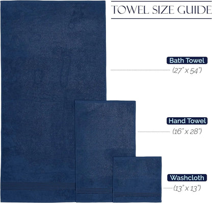 Hotel Quality Turkish Towel Set for Bathroom (6 Pcs Towel Set), Navy