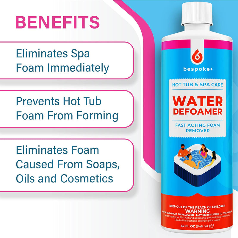 Spa Defoamer for Hot Tub & Hot Tub Foam Eliminator, Spa anti Foam for Hot Tub Owners to Keep Spa Foam down & Get Foam Out, Hottub Foam Reducer & Spa Bubble Remover (1- Quart)