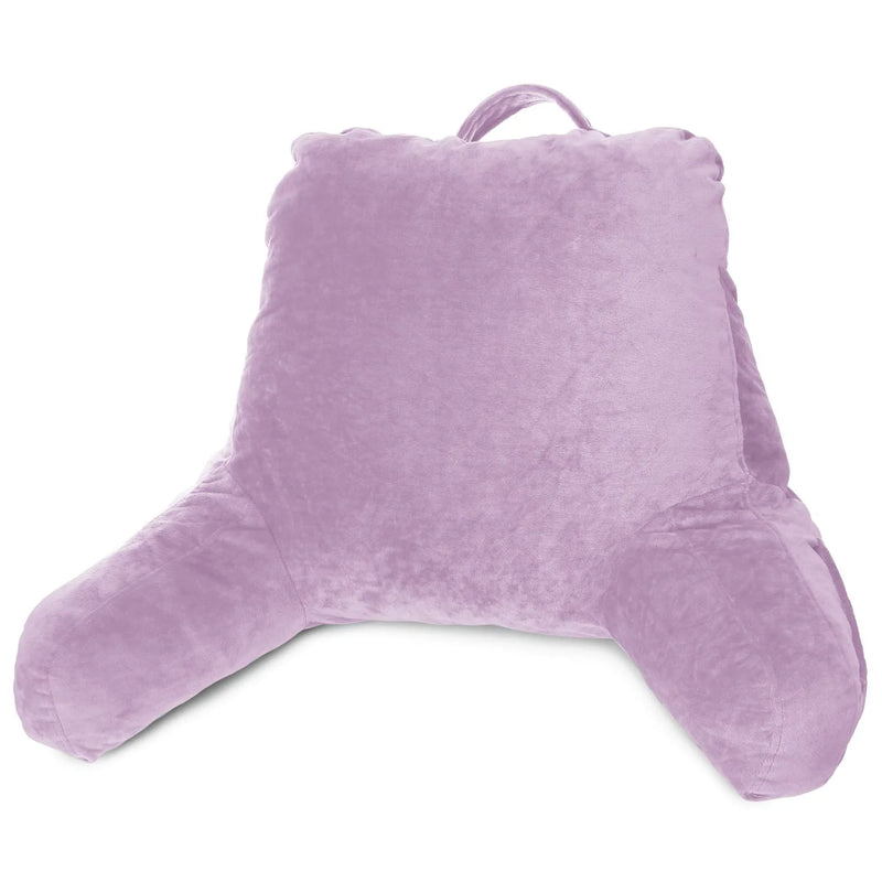 Bedrest Reading Pillow with Arms and Pockets-Shredded Memory Foam, Medium, Light Purple