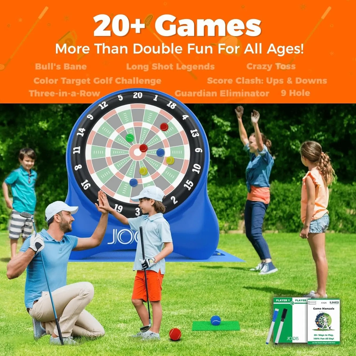 Get Ready for Fun! 🎉🏌️‍♂️ 6.5Ft Inflatable Golf Dart Board - 20+ Games Included! Perfect for Family Parties & Backyard Fun! 🏡🎯