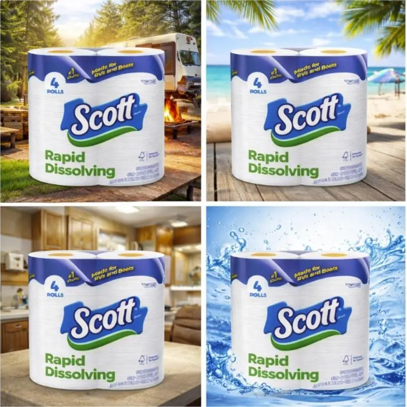 Scott Rapid-Dissolving Toilet Paper, 4 Double Rolls Pack Scott