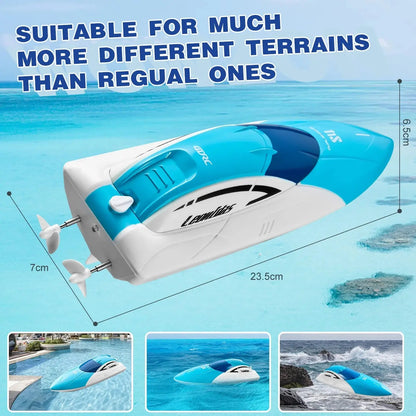 S4 RC Boat - Remote Control Boat for Pools and Lakes, 4 Channel 2.4GHZ Remote Control, and Rechargeable Boat Battery，Blue