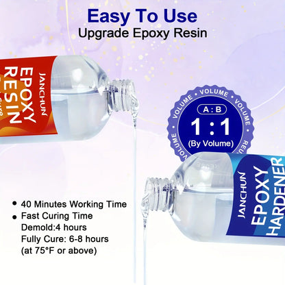 16oz Premium Clear Epoxy Resin Kit Casting And Coating Resin And Hardener Glitter Applicable for River Table Tops, Art Casting Resin, Jewelry Projects, DIY, Tumbler Crafts, Molds, Art Painting, Easy Mix 1:1 Ratio, Christmas D Our3Designs