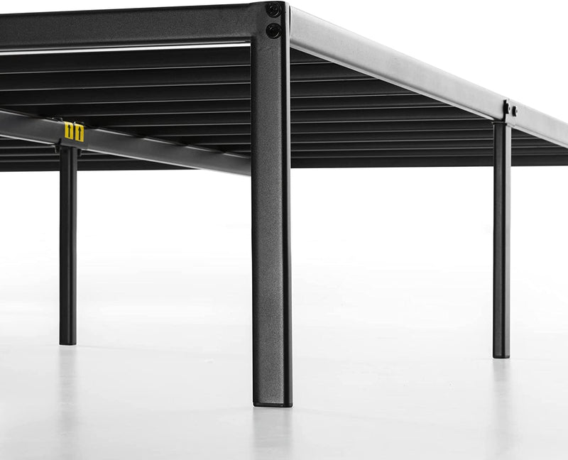 14-Inch Metal Platform Beds W/ Heavy Duty Steel Slat Mattress Foundation (No Box Spring Needed), Black