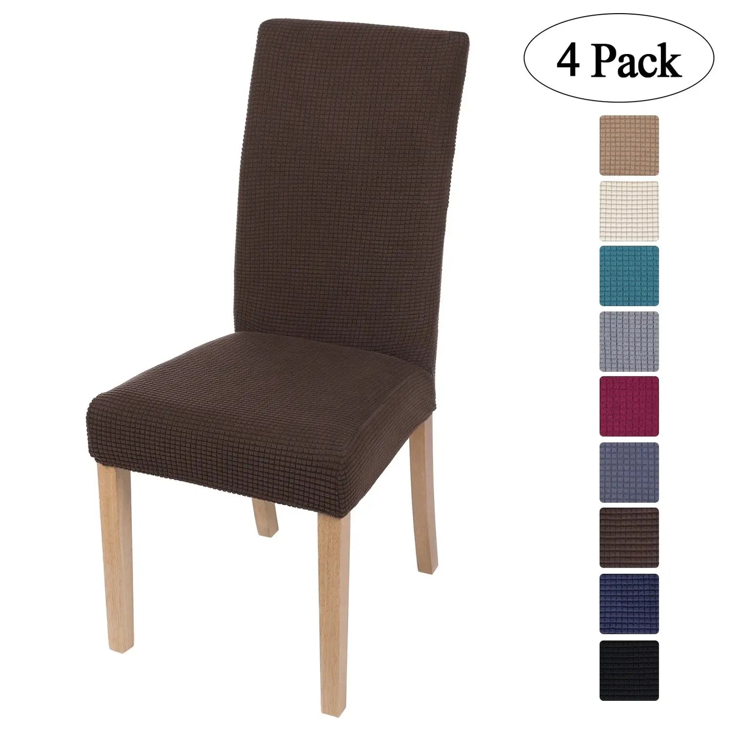 4 Pack Chair Covers for Dining Room, Stretch Chair Protector Slipcovers, Brown