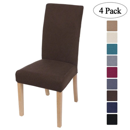 4 Pack Chair Covers for Dining Room, Stretch Chair Protector Slipcovers, Brown