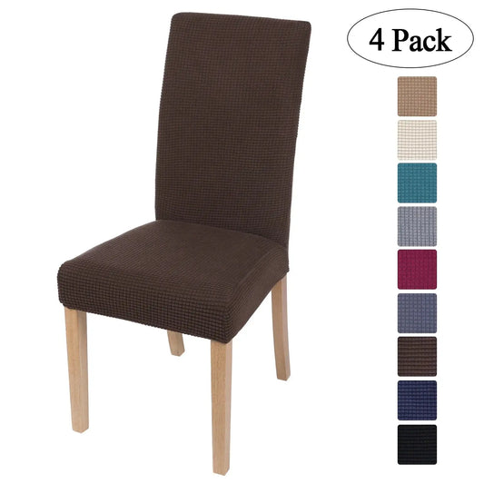 4 Pack Chair Covers for Dining Room, Stretch Chair Protector Slipcovers, Brown