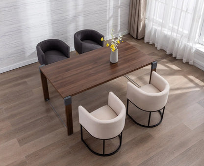 Modern Linen Dining Chair, Mid-Century Upholstered Barrel Kitchen Chairs Fabric Side Chair with Metal Legs and Curved Back for Living Room Dining Room Bedroom, Charcoal