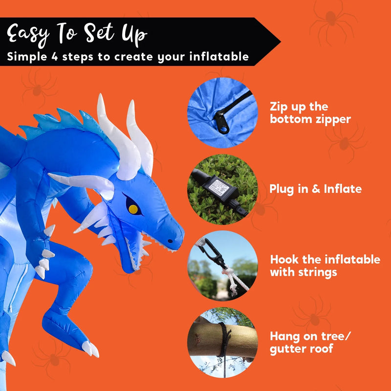 Soar into Halloween with our 5 FT Inflatable Ice Dragon! 🐉💙 Transform your yard with this epic blue flying dragon decoration! #HalloweenDecor #InflatableDragon